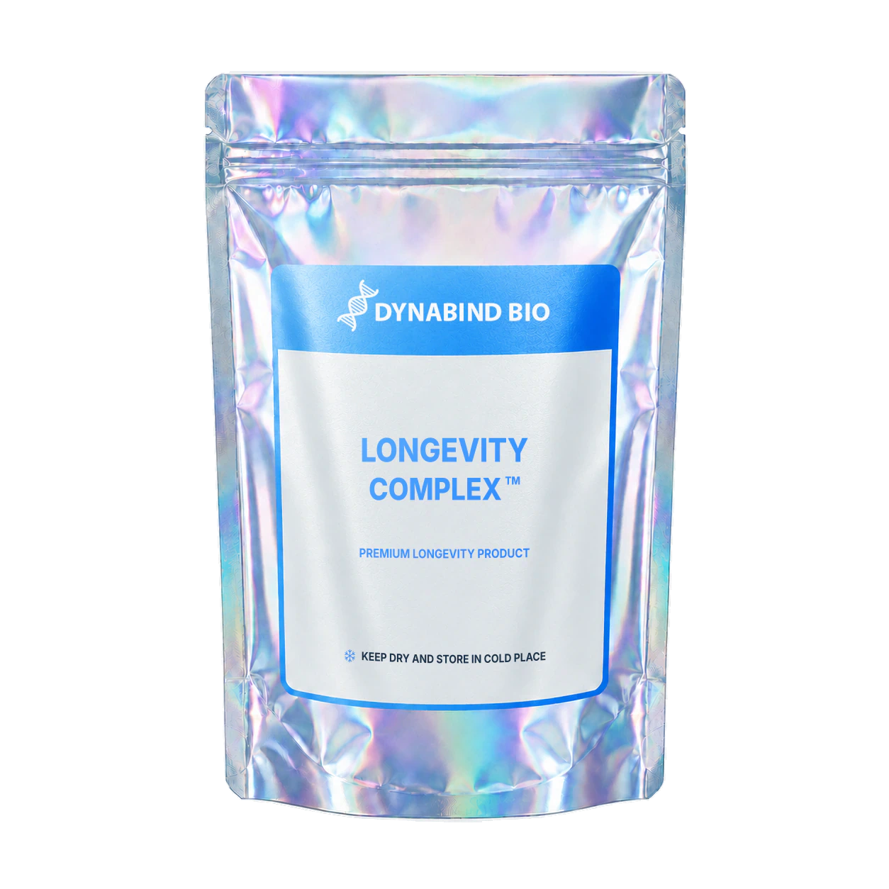 Longevity Complex™ supplement pouch for multi-pathway healthy-aging and cellular-maintenance research by DynaBind Bio